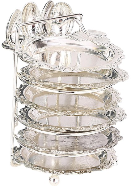 Çok Katlı Yemek Takımı Yemek Tabağı Şık Salata I Metal Stand Argent 23.6X14.2CMX10.6CM (Yurt Dışından)