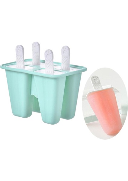 Ice Lolly Kullanılabilir Çıkarılabilir Ice Lolly Maker 4 Hücreli Yeşil (Yurt Dışından)