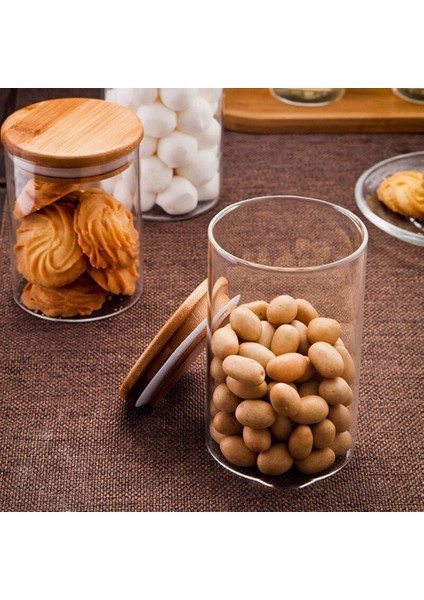 Bambu I Şeffaf Cam Kavanoz Gıı Mutfak Malzemeleri Istiflenebilir 8.5X8CM 350ML (Yurt Dışından)