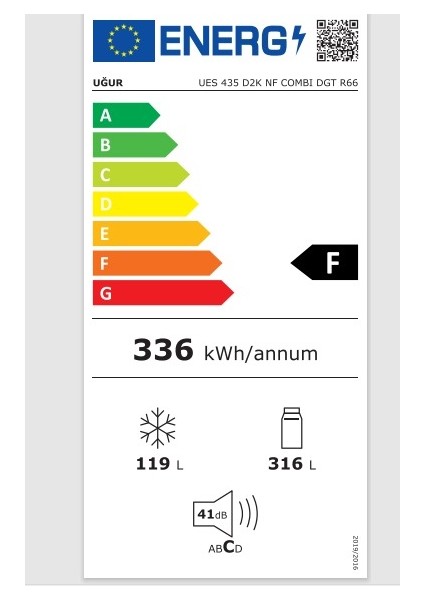 Ues 435 D2K Nf Dgt R66 Kombi No Frost Buzdolabı