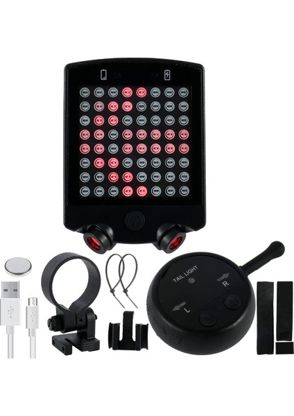 LED Bisiklet Arka Dönüş Sinyal Işığı Kablosuz Uzaktan Kumanda ile USB Şarj Edilebilir Bisiklet Kuyruk Lambası Su Geçirmez Bisiklet Işık (Yurt Dışından)
