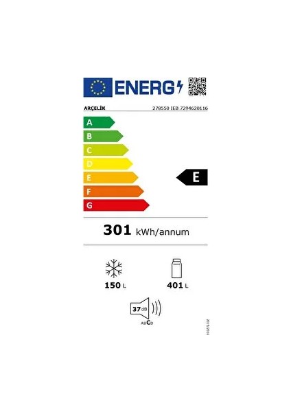 278550 Ieı Kombi No Frost Buzdolabı