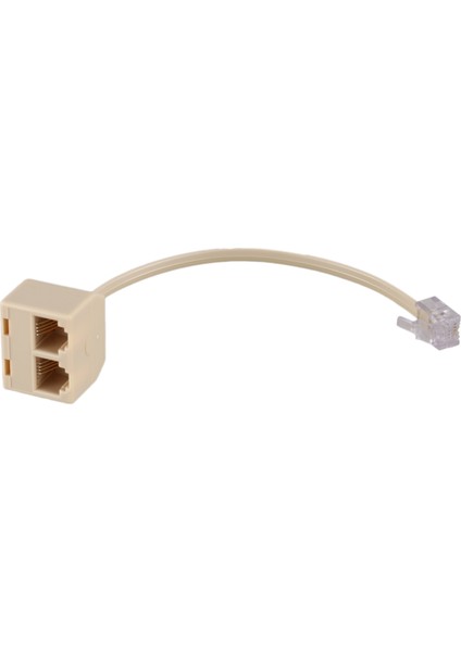RJ11 6P4C 2 Çıkışlı Telefon Jakı Hattı Ayırıcı Adaptör Bej (Yurt Dışından)