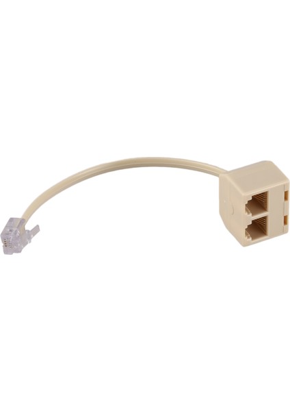 RJ11 6P4C 2 Çıkışlı Telefon Jakı Hattı Ayırıcı Adaptör Bej (Yurt Dışından)