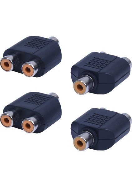 4 Adet Rca Av Splitter Y Adaptör 1 Dişi 2 Dişi, Siyah (Yurt Dışından)