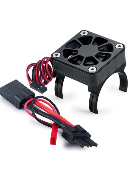 Rc Araba Motor Radyatör Kapağı Soğutma Fanı Motoru Soğutucu Sıcaklık Kontrolü 1/10 Rc Paletli Trx4 Parçaları, Siyah (Yurt Dışından)