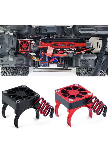 Rc Araba Motor Radyatör Kapağı Soğutma Fanı Motoru Soğutucu Sıcaklık Kontrolü 1/10 Rc Paletli Trx4 Parçaları, Siyah (Yurt Dışından)