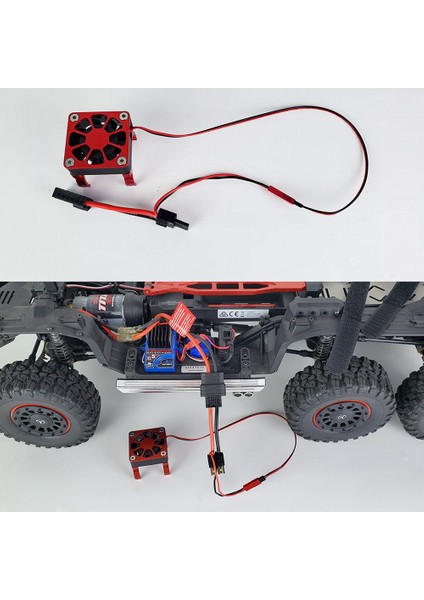 Rc Araba Motor Radyatör Kapağı Soğutma Fanı Motoru Soğutucu Sıcaklık Kontrolü 1/10 Rc Paletli Trx4 Parçaları, Siyah (Yurt Dışından)