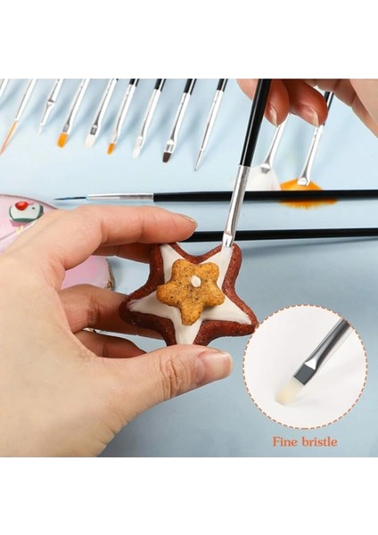 Gıda Uyumlu,epoksi,pasta,hobi,protez Boyama Fırçaları Marzipan Set 15'li
