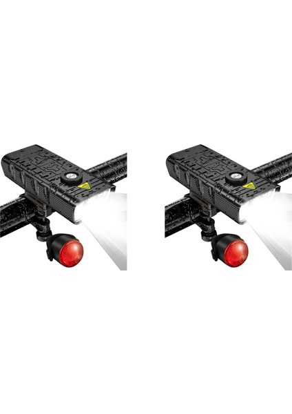 2x 7000 Lümen Güçlü Bisiklet Işıkları Ön ve Arka, 5 LED Süper Parlak USB Şarj Edilebilir Su Geçirmez Bisiklet Far (Yurt Dışından)