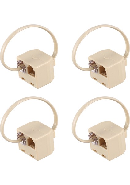 4x RJ11 6P4C 2 Yollu Çıkışlı Telefon Jakı Hattı Ayırıcı Adaptör Bej (Yurt Dışından)