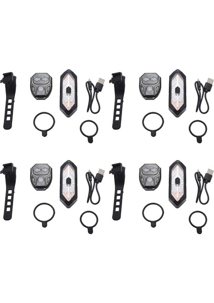 4x Bisiklet Dönüş Sinyalleri Uzaktan Kumanda Bisiklet Yön Göstergesi LED Arka Işık USB Şarj Edilebilir Bisiklet Arka Lambası (Yurt Dışından)