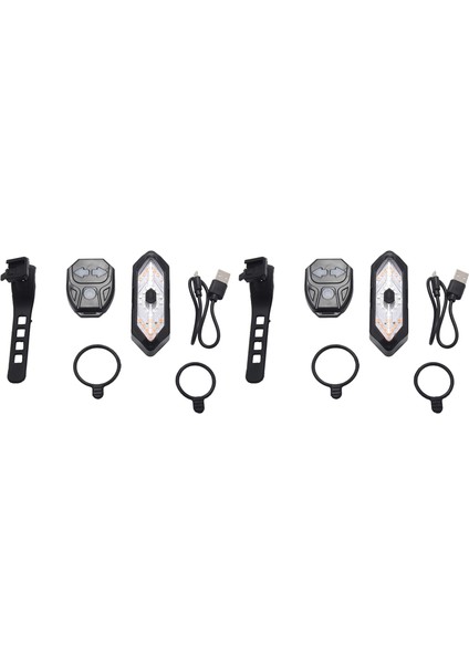 4x Bisiklet Dönüş Sinyalleri Uzaktan Kumanda Bisiklet Yön Göstergesi LED Arka Işık USB Şarj Edilebilir Bisiklet Arka Lambası (Yurt Dışından)