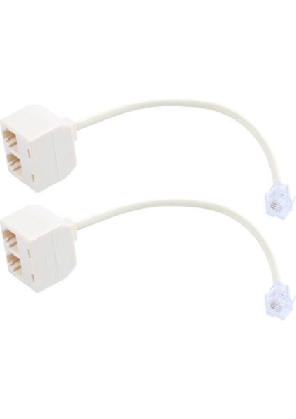 2x Rj 11 6p 4 C Konektörü 2 x Jak Bağlantı Noktası M / F Ayırıcı Telefon Adaptör Kablosu Bej (Yurt Dışından)