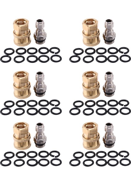 6x Basınçlı Yıkama Adaptörü Seti, 60 Paket O-Ringli 1/4 Inç Hızlı Bağlantı Kesme KITI.5000 Psi (Yurt Dışından)