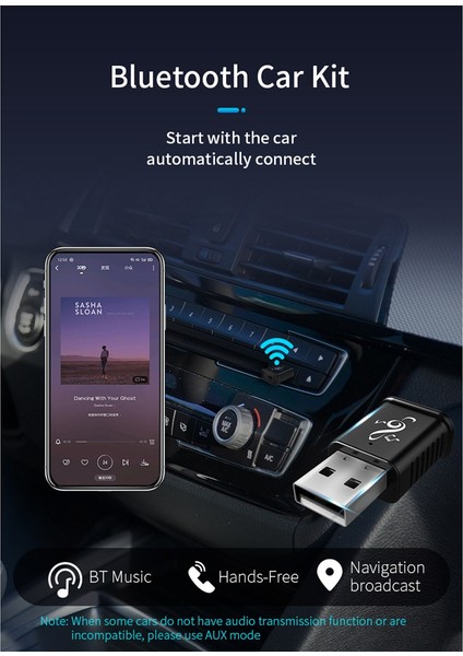 Mini USB Kablosuz Ses Adaptörü 5.0 Ses Alıcısı Stereo Sistemi USB 5.0 USB Ses Adaptörü Kablosuz Alıcı (Yurt Dışından)