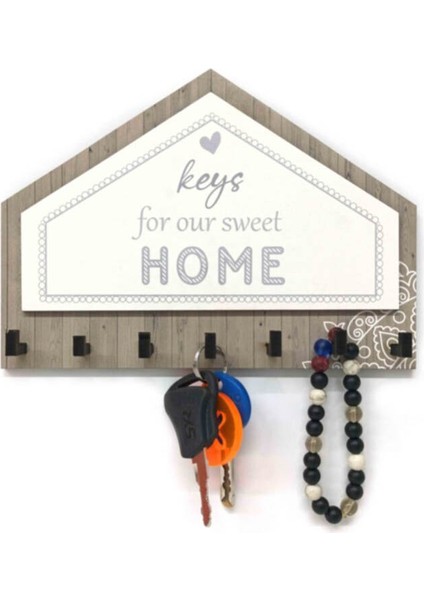 Gri Kahverengi Üçgen Keys For Home Askı Anahtarlık Dekor