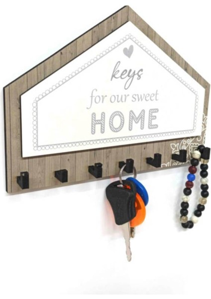 Gri Kahverengi Üçgen Keys For Home Askı Anahtarlık Dekor