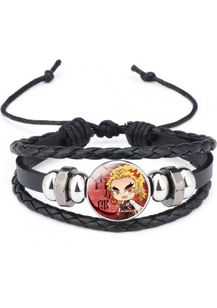 Erkek Vintage Deri Bilek Bandı Halat Bilezik Bileklik Demon Slayer Halat Ayarlanabilir (M) (Yurt Dışından)