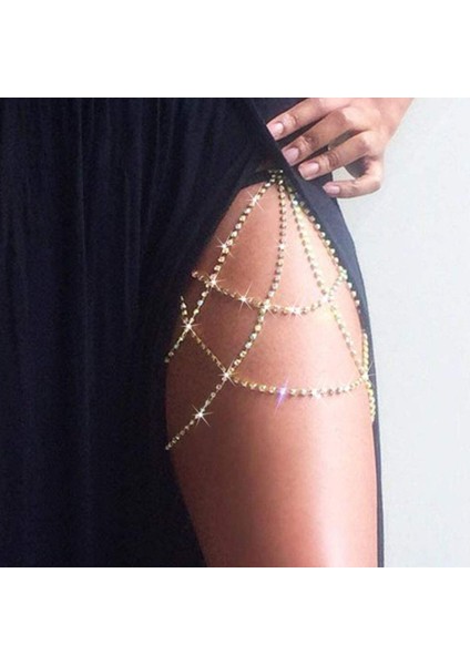 Avekı Boho Kristal Bacak Zincirleri Taklidi Vücut Zinciri Rave Parti Uyluk Zinciri Vücut Takı Aksesuarları Kadınlar ve Kızlar Için, Stil B-Gümüş (Yurt Dışından)