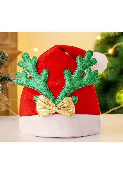 4 Paket Noel Şapka Karikatür Şapka Noel Kostüm Partisi ve Tatil Etkinliği Için Lüks Peluş Şapka (Yeşil Flanel Şapka) (Yurt Dışından)