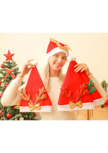 4 Paket Noel Şapka Karikatür Şapka Noel Kostüm Partisi ve Tatil Etkinliği Için Lüks Peluş Şapka (Yeşil Flanel Şapka) (Yurt Dışından)
