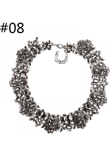 Kristal Rhinestone Bildirimi Kolye, Vintage Tıknaz Zincir Gerdanlık Yaka Önlük Bildirimi Kolye Kadınlar Için Moda Kostüm Takı Kolyeler…(Gri) (Yurt Dışından)