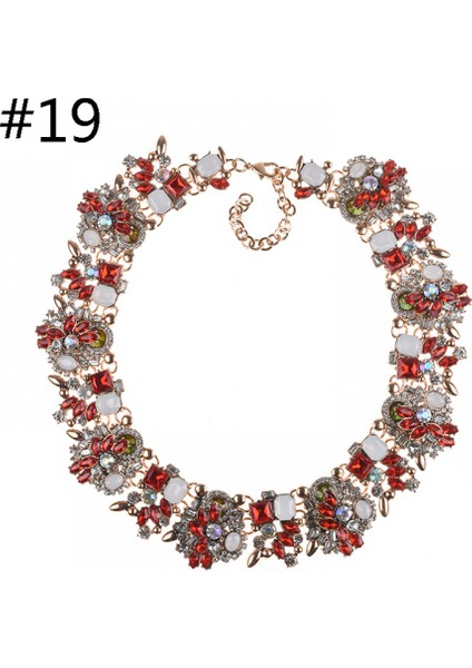 Kırmızı Kristal Rhinestone Bildirimi Kolye, Vintage Tıknaz Zincir Gerdanlık Yaka Önlük Bildirimi Kolye Kadınlar Için Moda Kostüm Takı Kolyeler (Yurt Dışından)