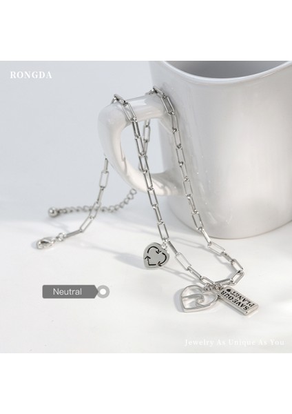 Ins Soğuk Metal Tarzı Kolye Kadınsı Mizaç Avrupa ve Amerikan Yeni Aşk Kolye Klavikula Zinciri Kısa Boyun Zinciri Qingdao Takı (Yurt Dışından)