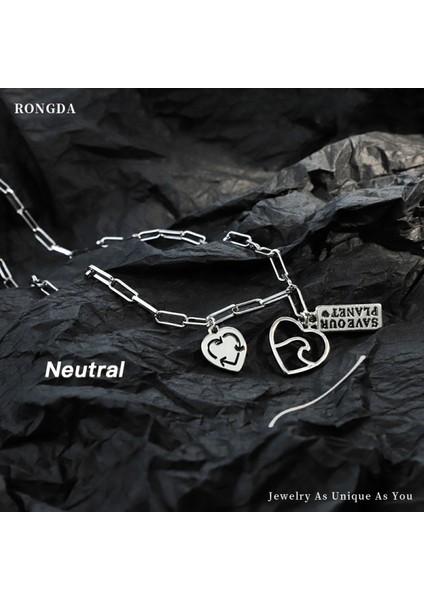 Ins Soğuk Metal Tarzı Kolye Kadınsı Mizaç Avrupa ve Amerikan Yeni Aşk Kolye Klavikula Zinciri Kısa Boyun Zinciri Qingdao Takı (Yurt Dışından) modelleri