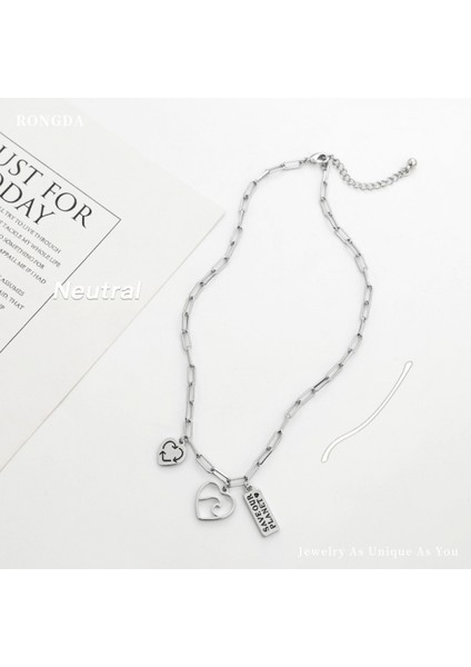 Ins Soğuk Metal Tarzı Kolye Kadınsı Mizaç Avrupa ve Amerikan Yeni Aşk Kolye Klavikula Zinciri Kısa Boyun Zinciri Qingdao Takı (Yurt Dışından) fırsatları