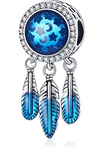 Avekı Bilezikler Için 925 Ayar Gümüş Charm Nazar Seyahat Dangle Charms Avrupa Bilezikler Için Kolye Kolye Boncuk Takı Hediye Kadın Genç Kızlar Için, Mavi Rüya Yakalayıcı (Yurt Dışından)