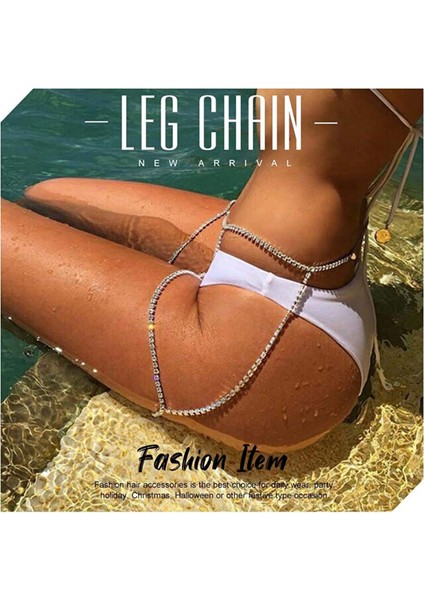 Avekı Boho Kristal Bacak Zincirleri Taklidi Vücut Zinciri Rave Parti Uyluk Zinciri Vücut Takı Aksesuarları Kadınlar ve Kızlar Için, Stil B-Altın (Yurt Dışından)