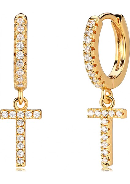 Avekı 18K Zarif Altın Kaplama Açacağı Kübik Zirkon Harf Charm Huggie Hoop Küpeler Harfleri Az 26 Harf Charm Küpeler Kişiselleştirilmiş Minik Dangle Minimalist Ilk Takı Sembolik Hediye (Yurt Dışından)