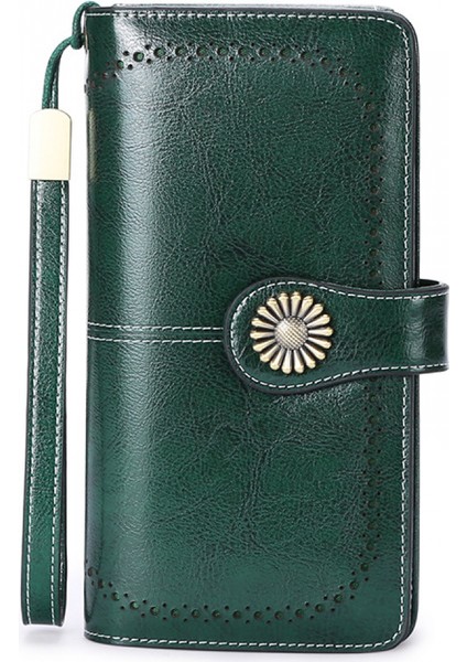 Kadın Cüzdanı Yumuşak Deri Tasarımcı Üç Katlı Çoklu Kart Düzenleyici Kadın Clutch, Büyük, Kartlıklı Cüzdan (Yeşil) (Yurt Dışından)