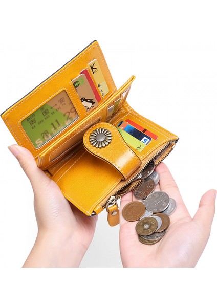Credit Card Holder Wallet Rfıd Blocking Slim Card Case Genuine Leather Zipper Card Organizer For Women (Pink) (Yurt Dışından) indirimleri