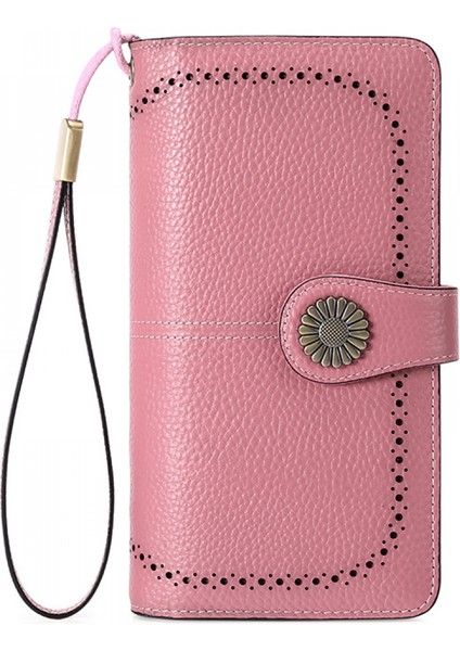 Kadın Cüzdan Yumuşak Deri Tasarımcı Üç Katlı Çoklu Kart Düzenleyici Kadın Clutch, Büyük, Kartlıklı Cüzdan (Açık Pembe) (Yurt Dışından)