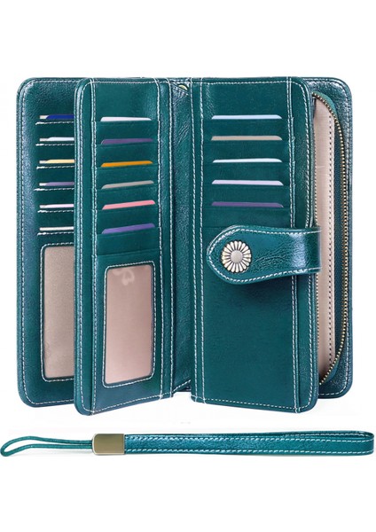 Kadın Cüzdan Yumuşak Deri Tasarımcı Üç Katlı Çoklu Kart Düzenleyici Kadın Clutch, Büyük, Kartlıklı Cüzdan (Açık Pembe) (Yurt Dışından)