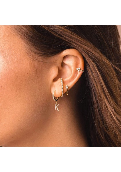 Avekı 18K Zarif Altın Kaplama Açacağı Kübik Zirkon Harf Charm Huggie Hoop Küpeler Harfleri Az 26 Harf Charm Küpeler Kişiselleştirilmiş Minik Dangle Minimalist Ilk Takı Sembolik Hediye (Yurt Dışından)