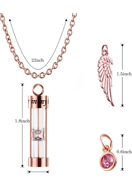 Kremasyon Urn Kolye Külleri Zamansız Kum Saati Anıt Kolye Hatıra Takı Melek Kanatlı Insan Pet Külleri (Gül Altın) (Yurt Dışından) fiyatları