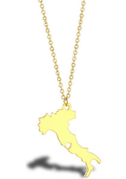1 Adet Harita Kolye, Italyan Yapı Harita Kolye, Titanyum Çelik Bayanlar Klavikula Zinciri Giyim Aksesuarları (Altın) (Yurt Dışından)