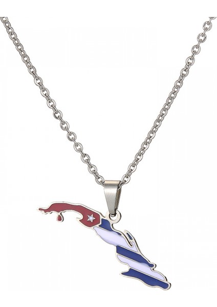 Paslanmaz Çelik Kolye Takı, Küba Cumhuriyeti Harita Kolye, Erkekler ve Kadınlar Için Moda Aksesuarları, Aile Veya Arkadaşlar Için En Iyi Hediye (Çelik Rengi) (Yurt Dışından)