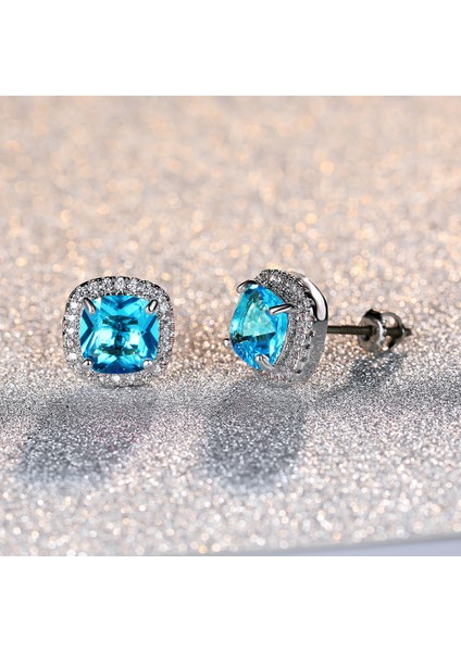 Beyaz Altın Kaplama Desenli Akuamarin Küpe (Yurt Dışından) indirimleri