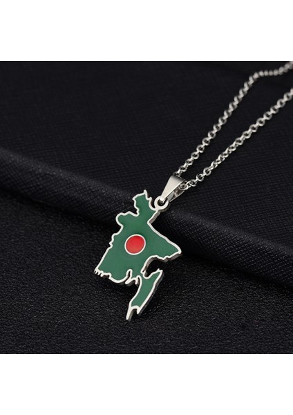 Paslanmaz Çelik Kolye Takı, Bangladeş Harita Kolye, Erkekler ve Kadınlar Için Moda Aksesuarları, Aile Veya Arkadaşlar Için En Iyi Hediye (Çelik Rengi) (Yurt Dışından)