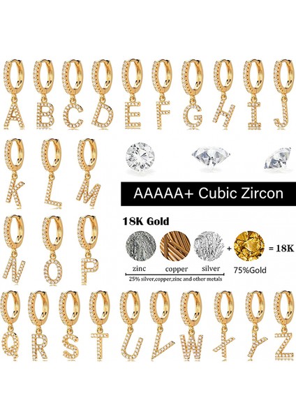 Avekı 18K Zarif Altın Kaplama Açacağı Kübik Zirkon Harf Charm Huggie Hoop Küpeler Harfleri Az 26 Harf Charm Küpeler Kişiselleştirilmiş Minik Dangle Minimalist Ilk Takı Sembolik Hediye (Yurt Dışından)