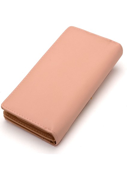 Kadın Kısa Çanta Deri Orta Cüzdan Yaprak Bifold Kart Para Tutucu Küçük Çantalar Toka Fermuar Debriyaj ---- Pembe C (Yurt Dışından)
