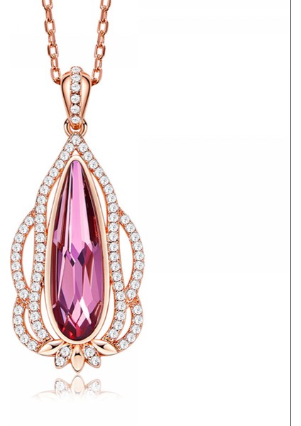 Romantik Sevgililer Yeni Yıl Hediyesi Mücevher Kolye, Kadınlar Için Kristal Kolye Kolye Takı Kadınlar Için Birthstone Kolye, Kristal Çiçekler (Yurt Dışından)