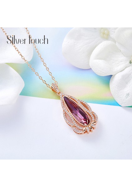 Romantik Sevgililer Yeni Yıl Hediyesi Mücevher Kolye, Kadınlar Için Kristal Kolye Kolye Takı Kadınlar Için Birthstone Kolye, Kristal Çiçekler (Yurt Dışından) fırsatları