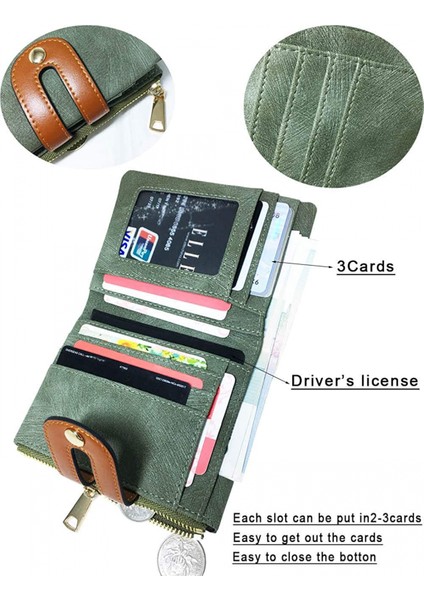 Kadın Rfid Küçük Bifold Deri Cüzdan Bayan Mini Fermuarlı Bozuk Para Cüzdanı Kimlik Kartı Cebi, Ince Kompakt Ince ----- Yeşil (Yurt Dışından) fiyatları