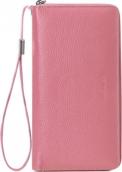 Kadın Cüzdan Rfıd Engelleme Deri Zip Cüzdan Debriyaj Bilek Kayışı Seyahat Uzun Cüzdan, Rfid Cüzdan (Açık Pembe) (Yurt Dışından)